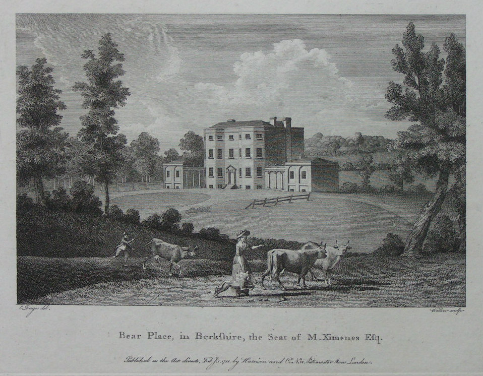 Print - Bear Place, in Berkshire, the Seat of M.Ximenes Esq. - Watts